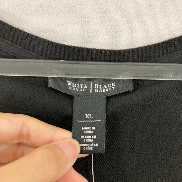 New White House Black Market Black Deep V Neck Light Knit Sweater Tunic XL - Picture 2 of 10